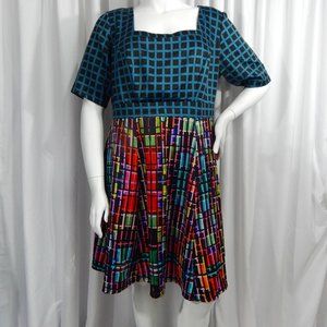 NWOT Geometric Squares Print Dress ~ Size 1x